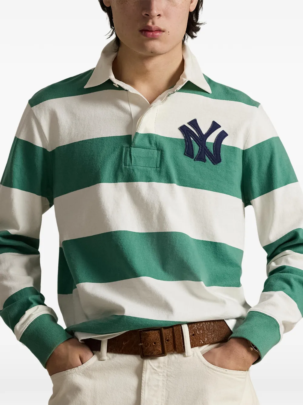 Polo by Ralph Lauren ストライプポロシャツ 00s Polo Ralph Lauren x Yankees ストライプ ポロシャツ | グリーン