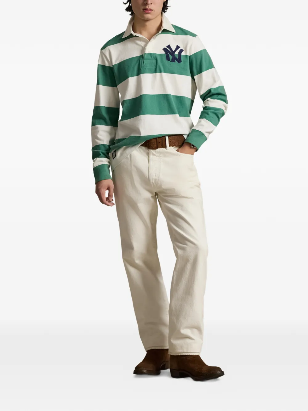 Polo Ralph Lauren x Yankees ストライプ ポロシャツ | グリーン