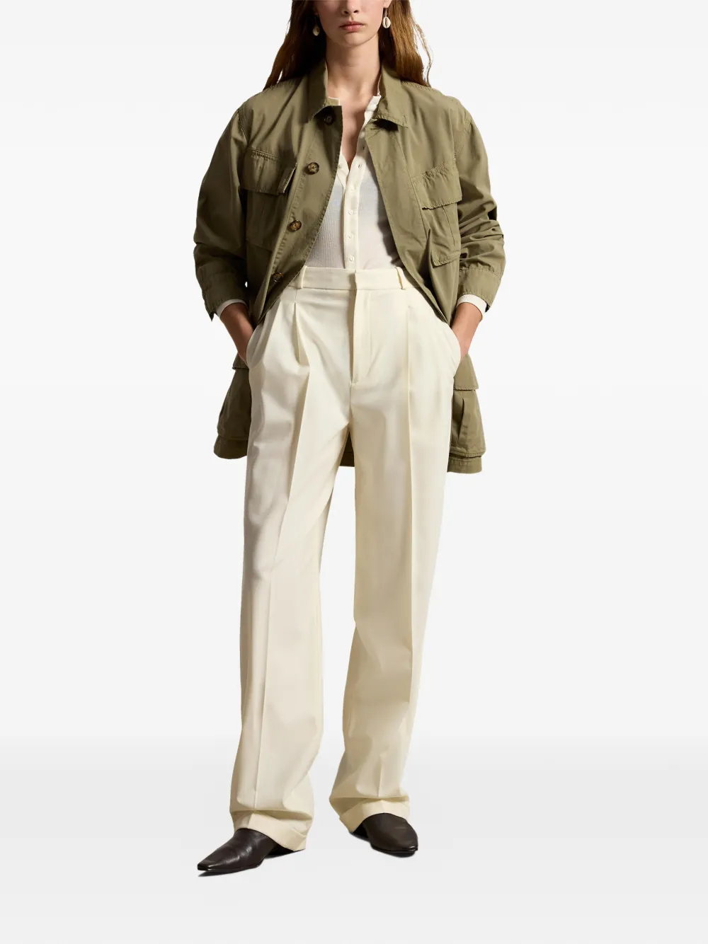 Polo Ralph Lauren Plooibroek met wijde pijpen Beige