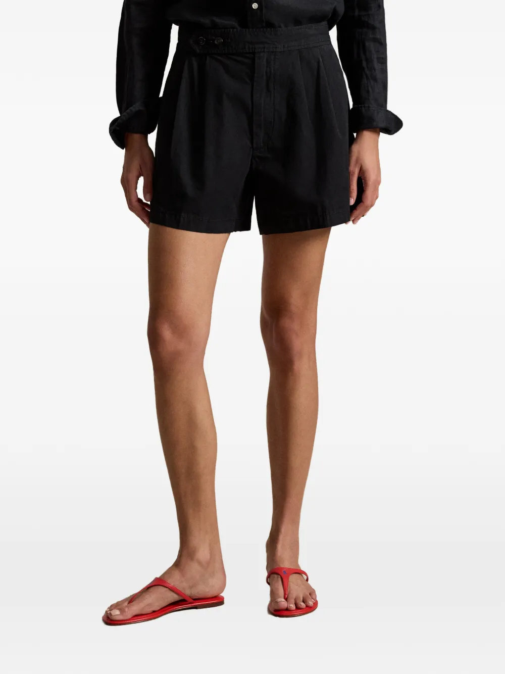 Polo Ralph Lauren Geplooide katoenen shorts Zwart