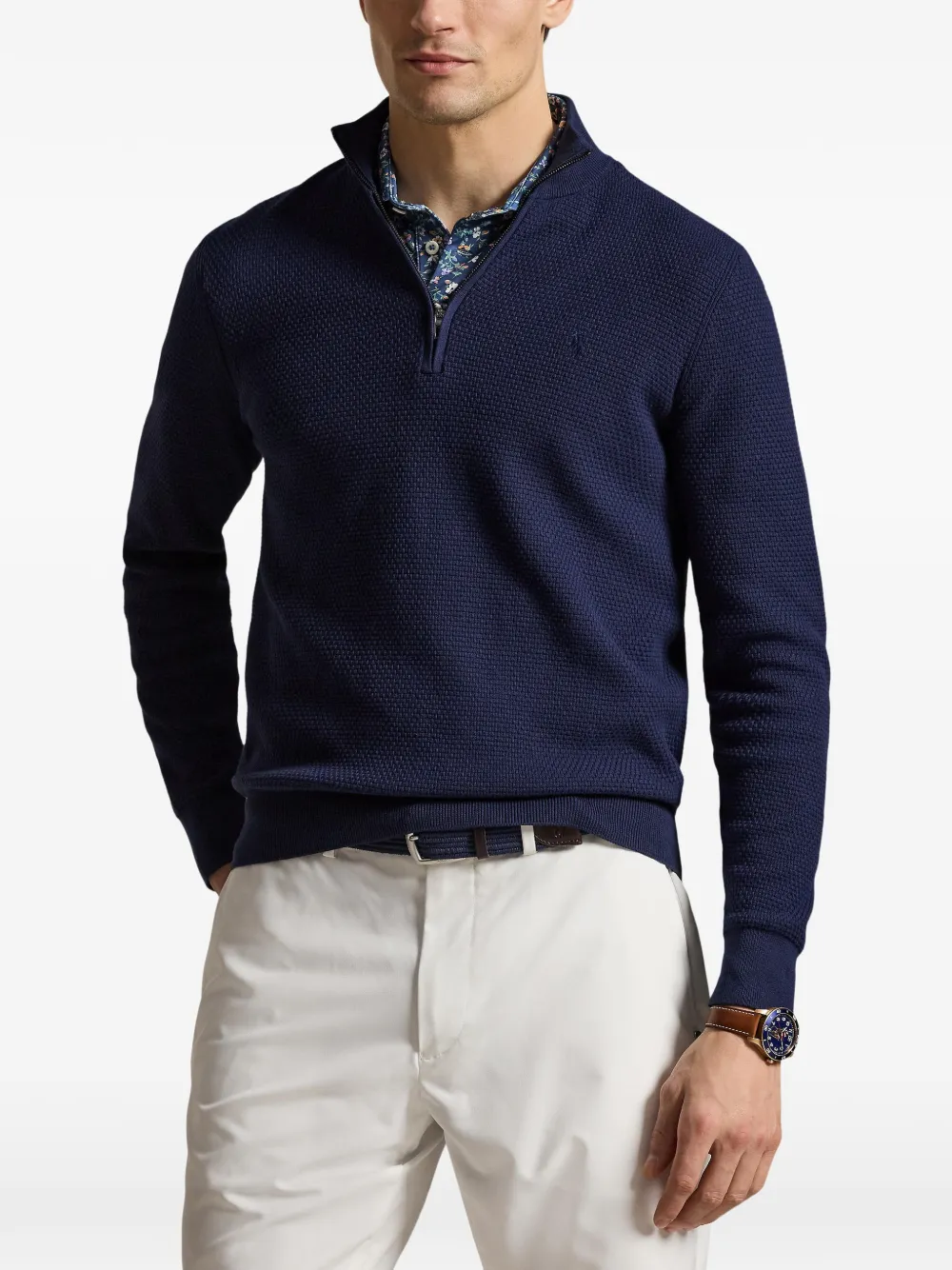  Rlx Ralph Lauren Half-zip Waffle Sweater - Blue 