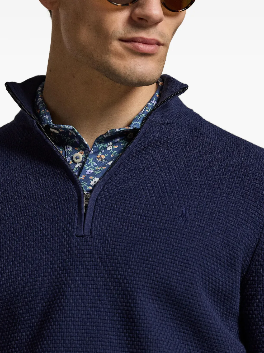 RLX Ralph Lauren Wafelgebreide trui met halve rits Blauw