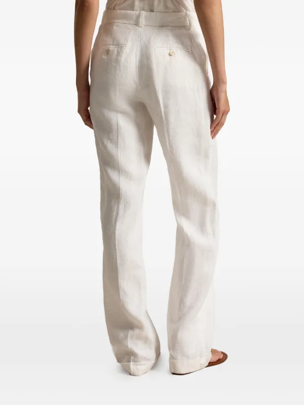 Polo Ralph Lauren Straight Linen Trousers | White | FARFETCH RO