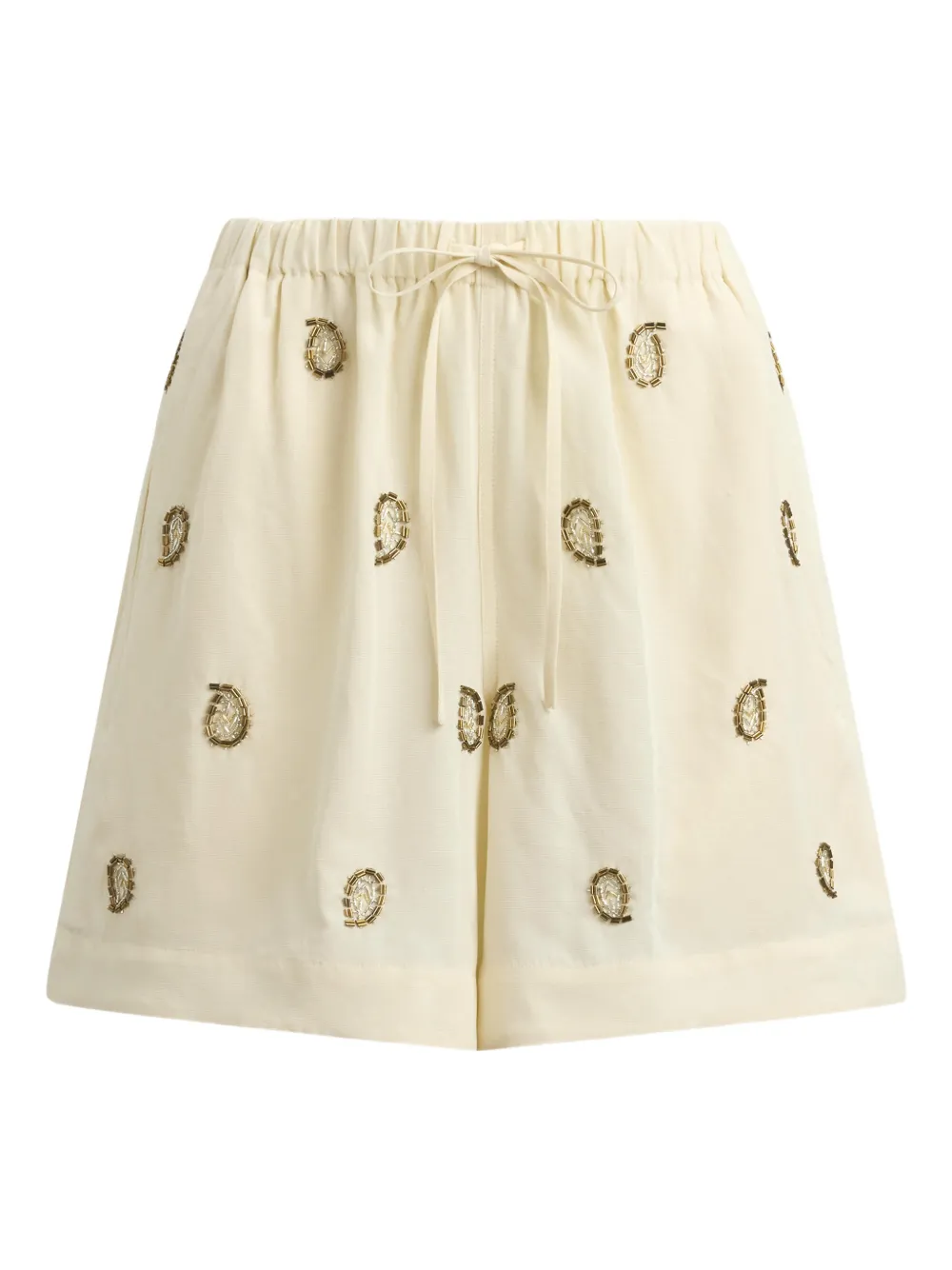 Polo Ralph Lauren Drawstring Beaded Paisley Shorts In Neutral