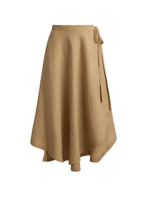 Polo Ralph Lauren Linen Wrap Skirt in Neutrals