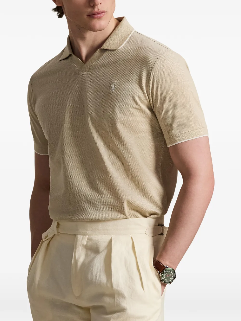 Polo Ralph Lauren Poloshirt met jacquard Beige