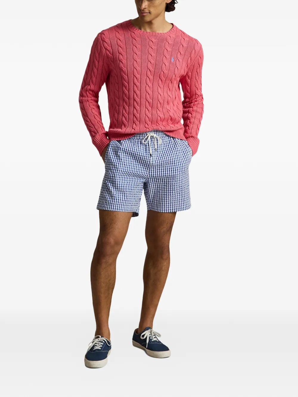 Polo Ralph Lauren Zwembroek met trekkoord en gingham-ruit Blauw