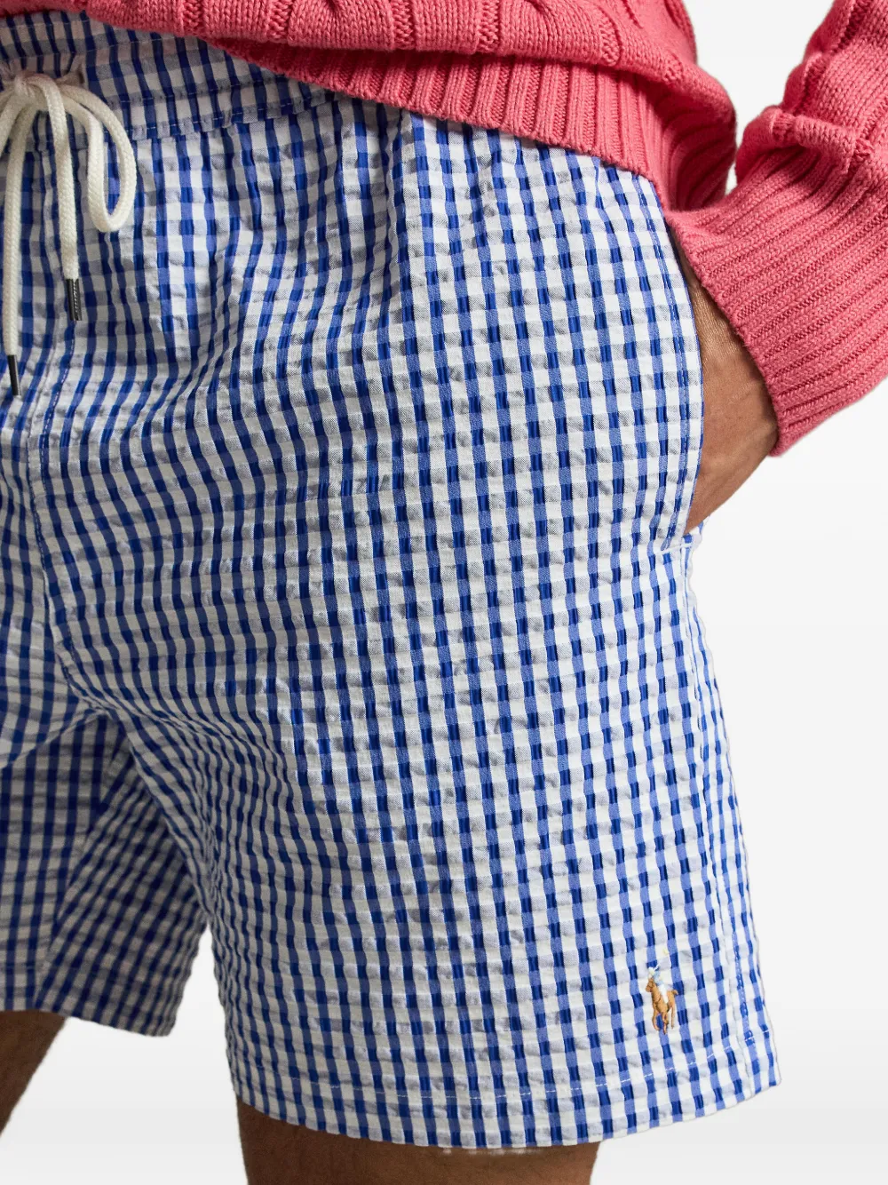 Polo Ralph Lauren Zwembroek met trekkoord en gingham-ruit Blauw