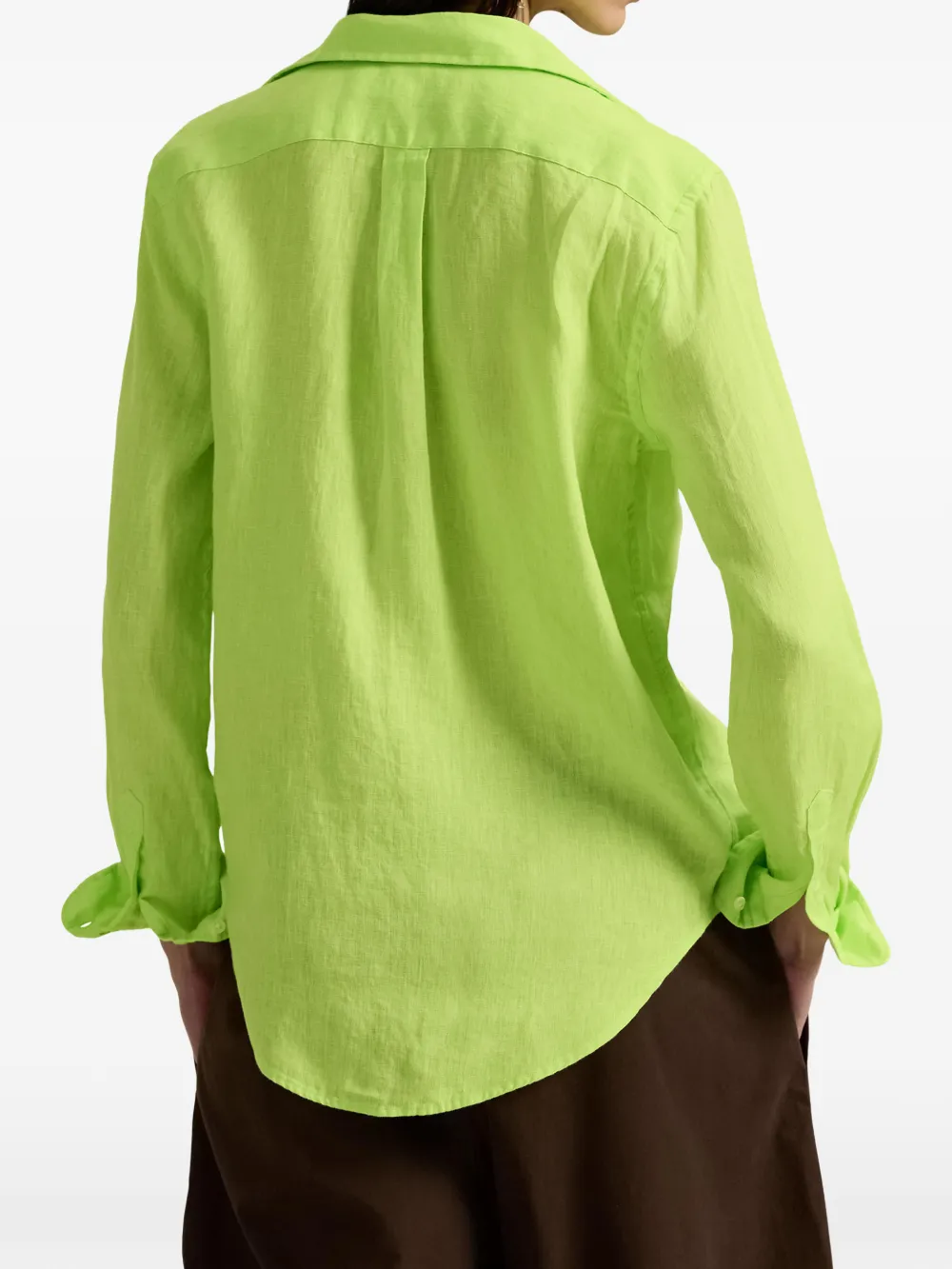 Polo Ralph Lauren Linnen blouse met geborduurd logo Groen