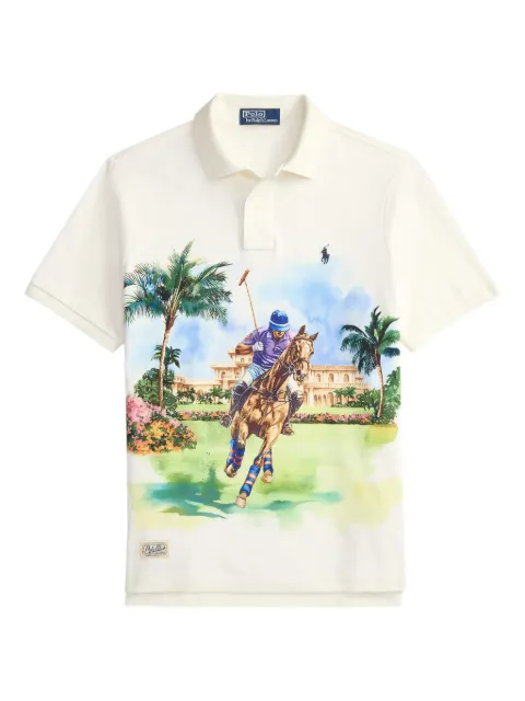 Polo Ralph Lauren قميص بولو شبك بطبعة فروسية