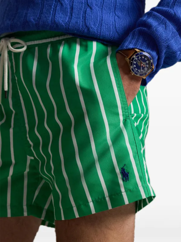 Polo Ralph Lauren Traveler ストライプ トランクス水着 | グリーン