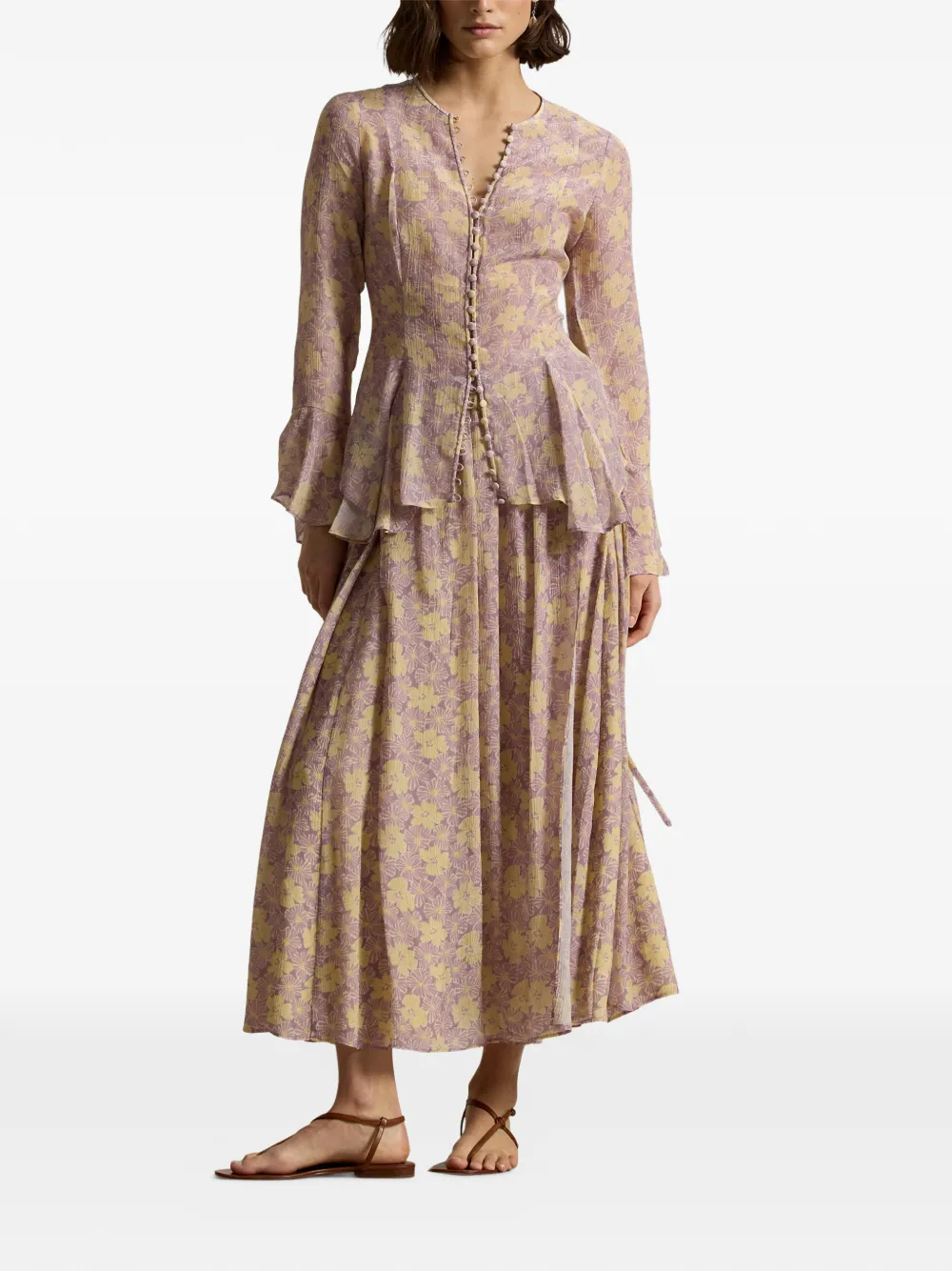 Polo Ralph Lauren Gekreukte rok met bloemenprint Beige