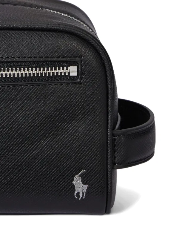 Polo Ralph Lauren Saffiano Leather Travel Case | Black | FARFETCH
