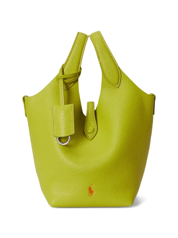 Polo Ralph Lauren Pebbled Leather Tote Bag in Yellow