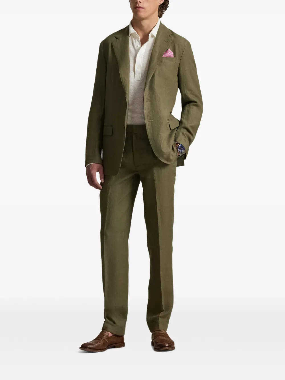 Polo Ralph Lauren Linnen broek met textuur Groen