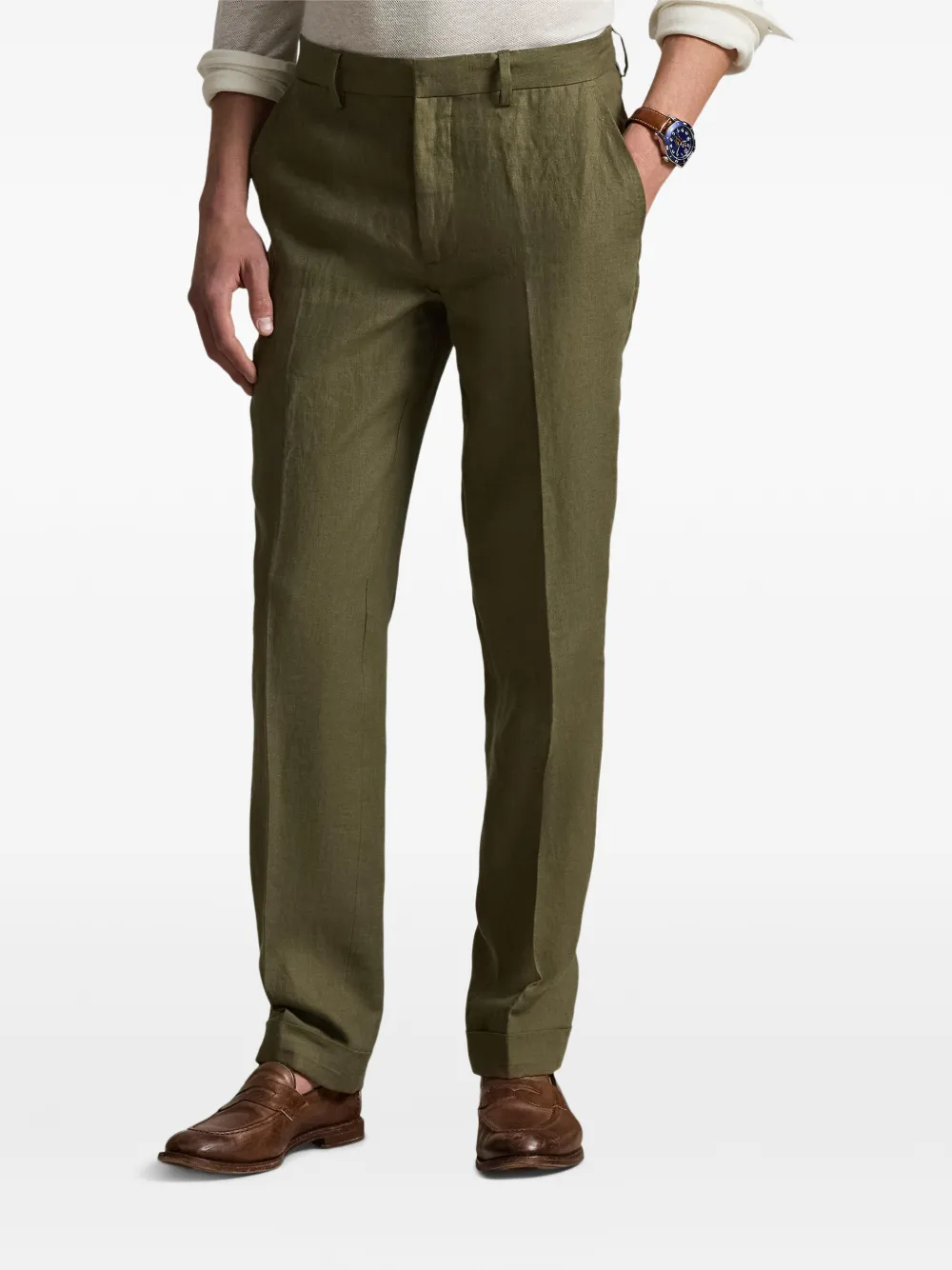 Polo Ralph Lauren Linnen broek met textuur Groen