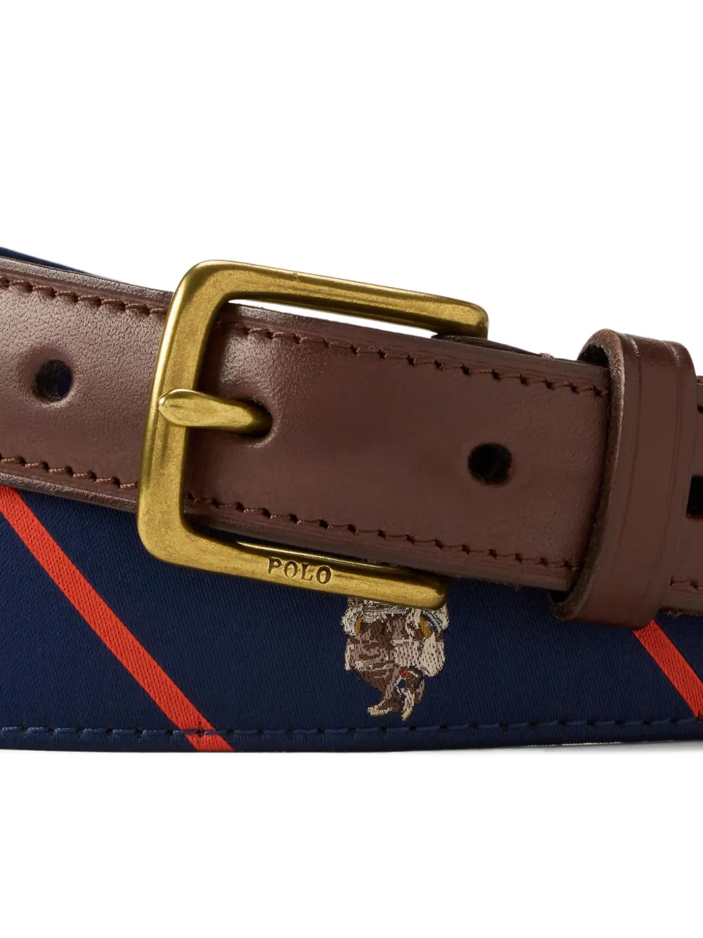 Polo Ralph Lauren Polo Bear riem met leren afwerking Blauw