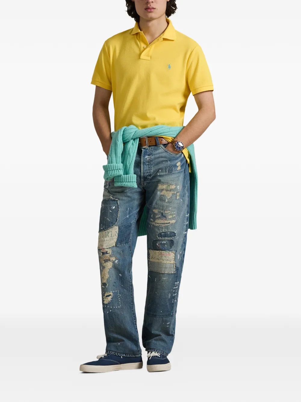 Polo Ralph Lauren The Iconic geribbeld poloshirt Geel