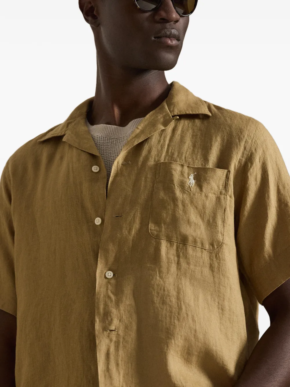 Polo Ralph Lauren Linnen overhemd met borduurwerk Beige