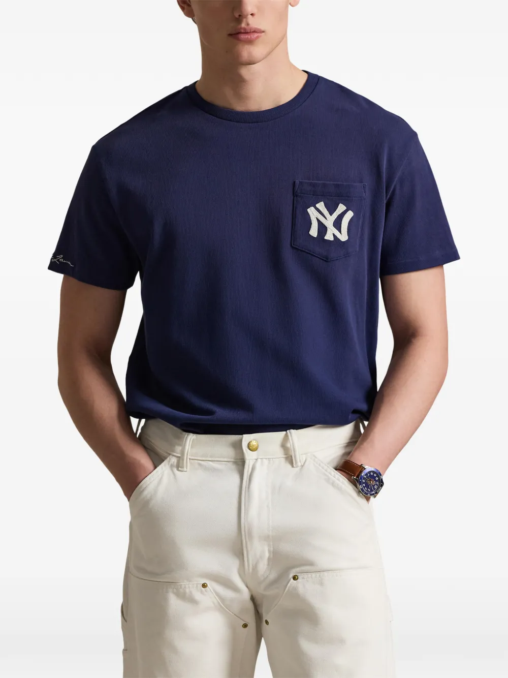 Polo Ralph Lauren x New York Yankees™ T-shirt met opgestikte zak Blauw