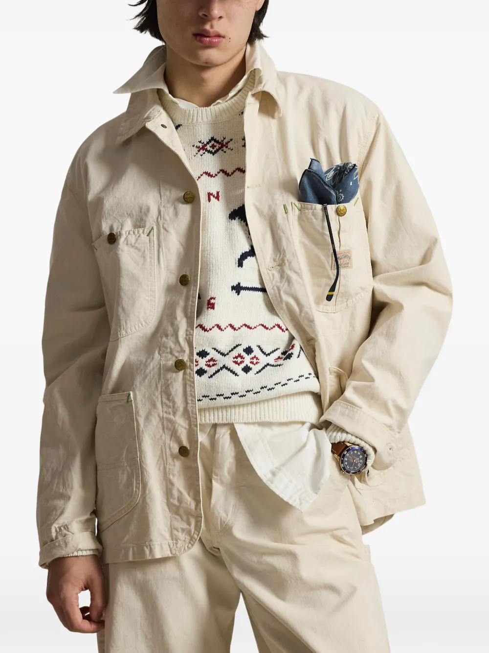  Polo Ralph Lauren Buttoned Patch-pocket Jacket - Neutrals 