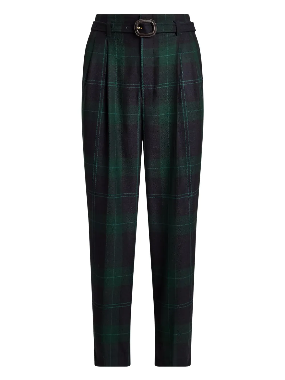 Polo Ralph Lauren Plaid-check Pleated Trousers In Black