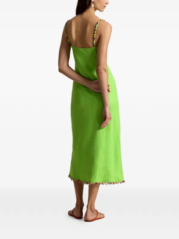 Polo Ralph Lauren Beaded Midi Dress | Green | FARFETCH GE Polo Ralph Lauren Beaded Midi Dress | Green | FARFETCH GE