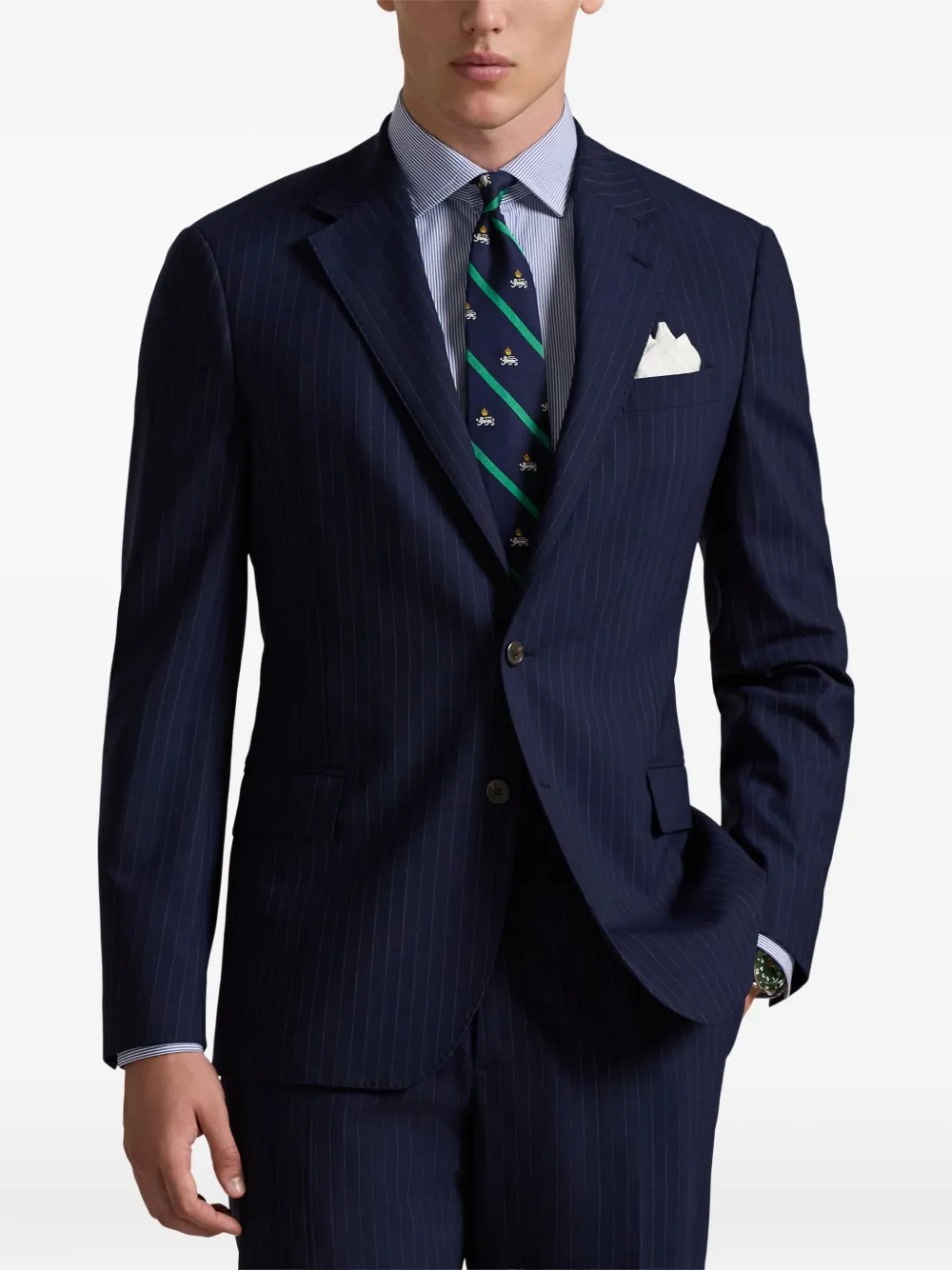 Polo Ralph Lauren Blazer met krijtstreep en twee knopen Blauw