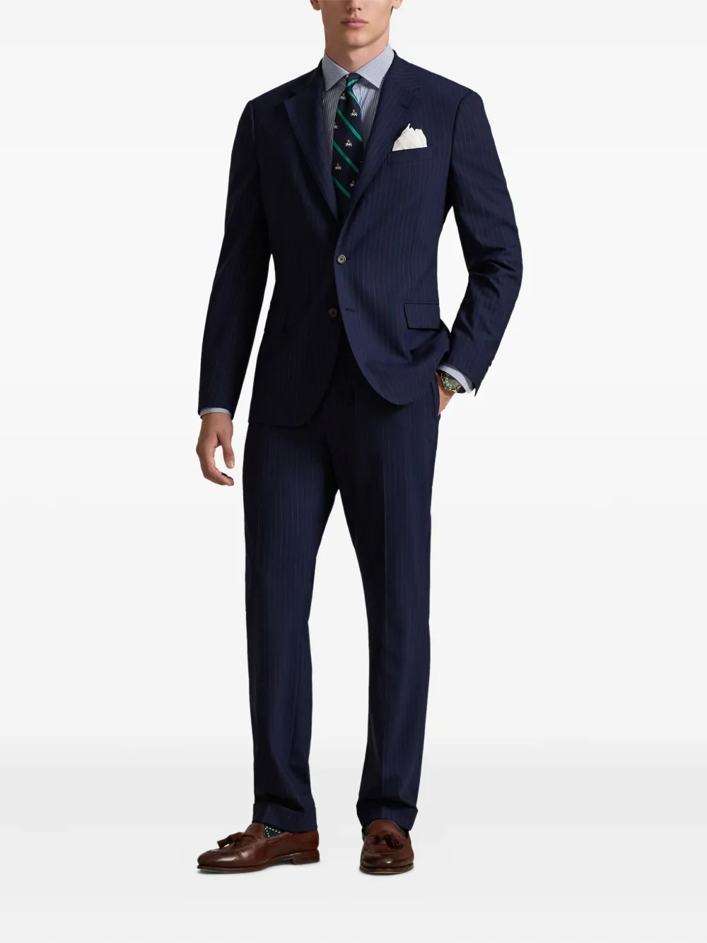 Polo Ralph Lauren Blazer met krijtstreep en twee knopen Blauw