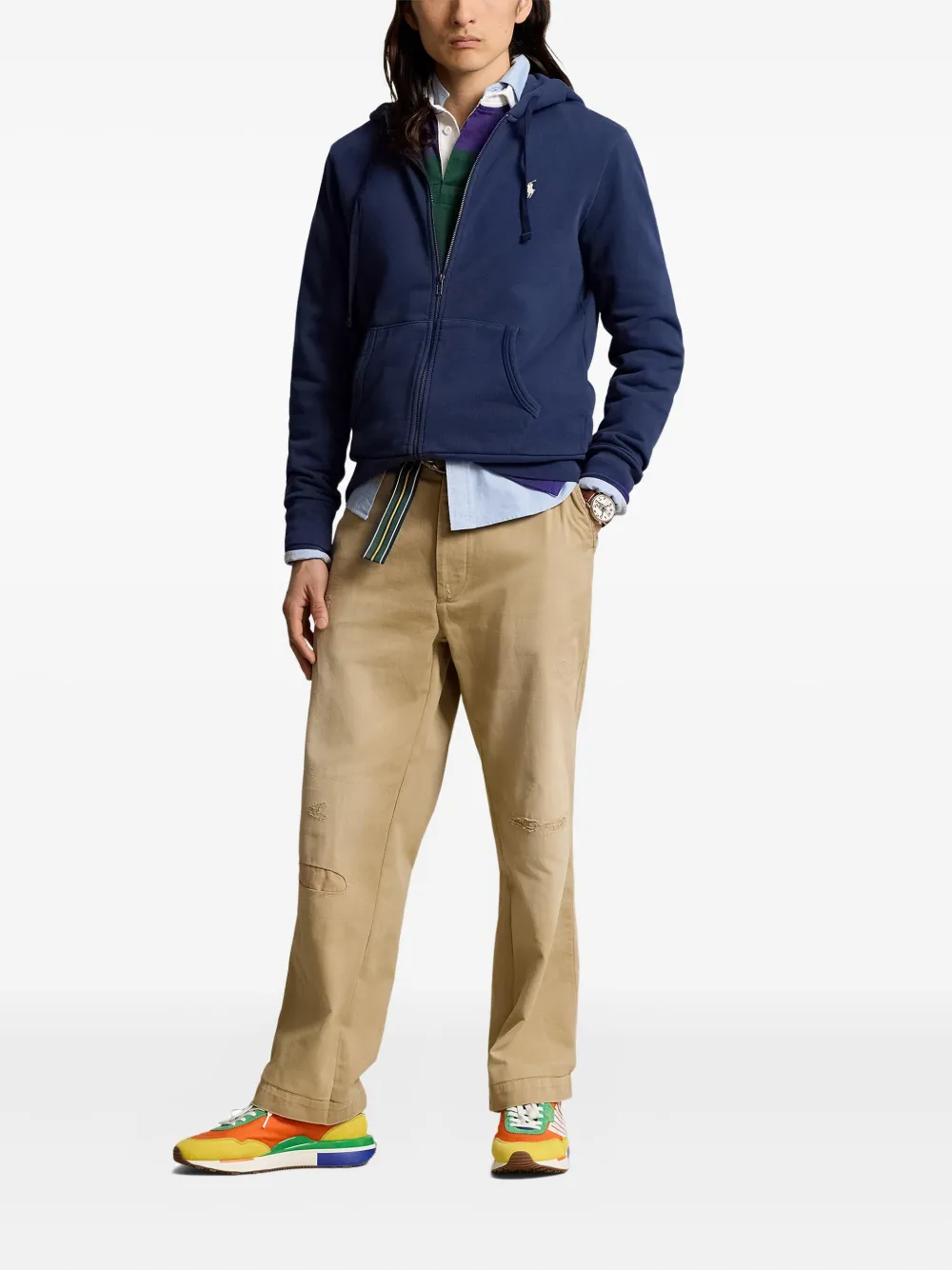 Polo Ralph Lauren Polo Pony Zip-up Hoodie In Blue