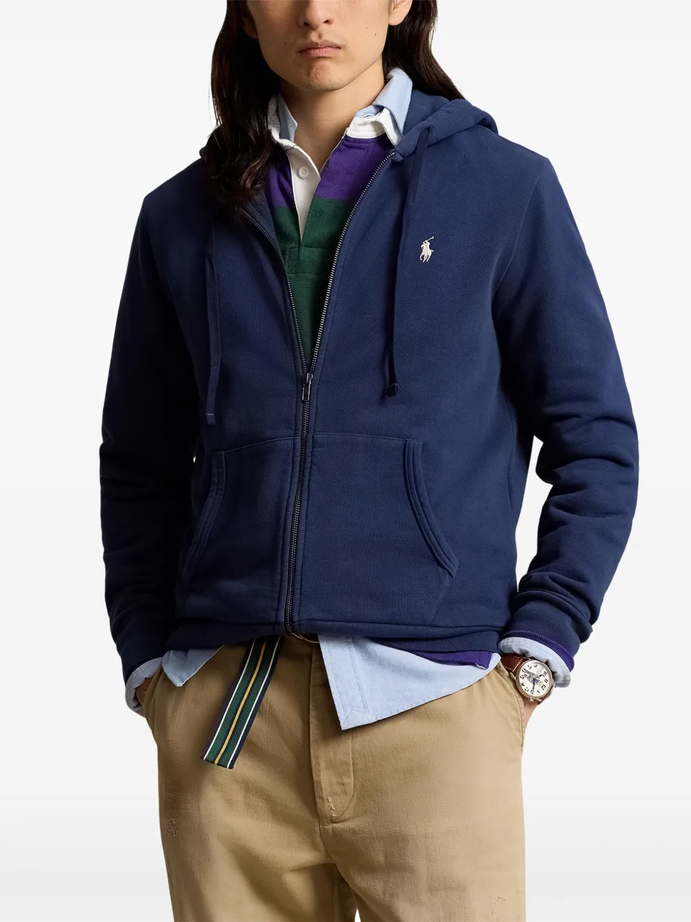 Polo Ralph Lauren Polo Pony Zip-up Hoodie In Blue