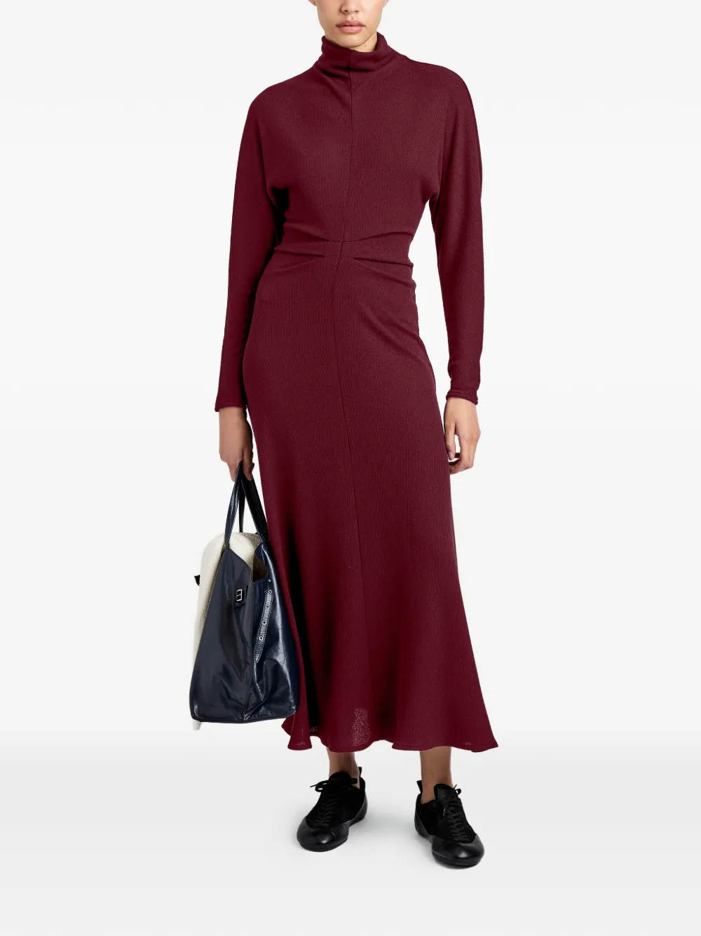 Proenza Schouler White Label Soren fijngeribbelde maxi-jurk met col Rood