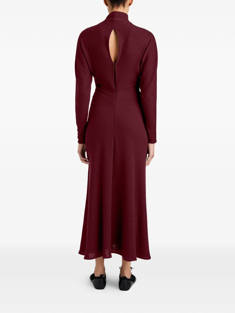 Proenza Schouler White Label Soren fijngeribbelde maxi-jurk met col Rood