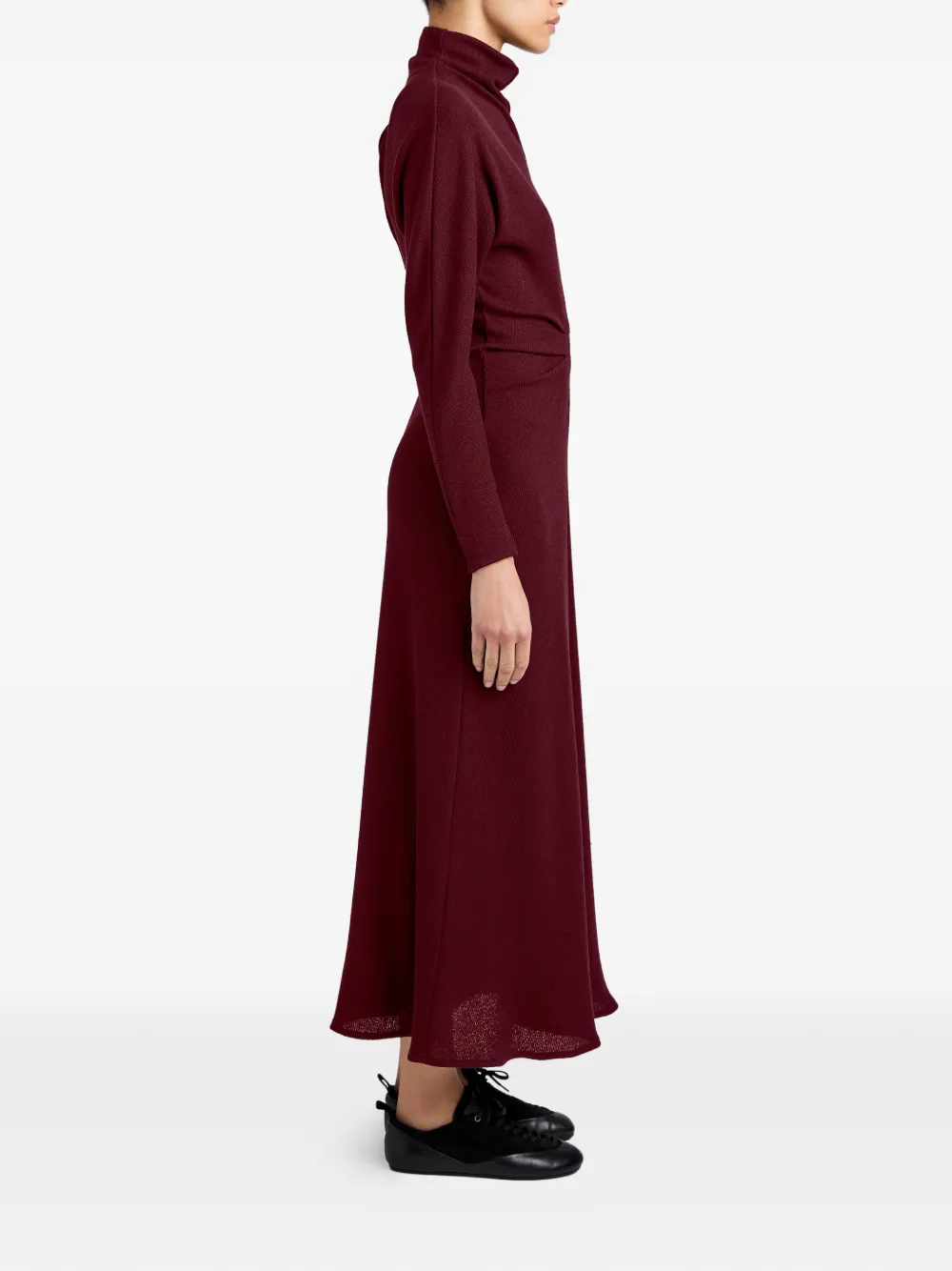 Proenza Schouler White Label Soren fijngeribbelde maxi-jurk met col Rood