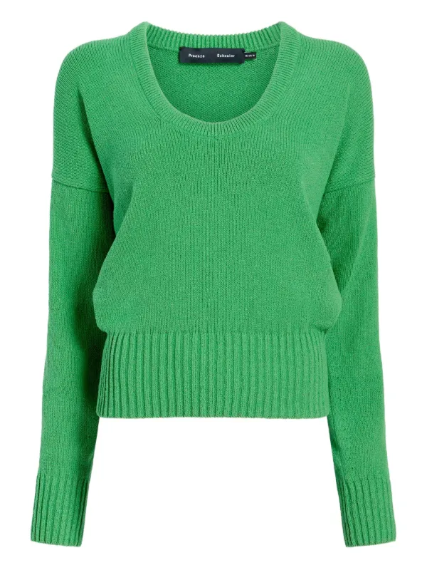 Proenza Schouler Niccola Top in Cotton Tape Knit in Green