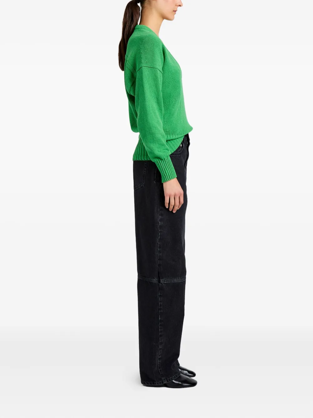 Proenza Schouler Niccola trui met diepe ronde hals Groen