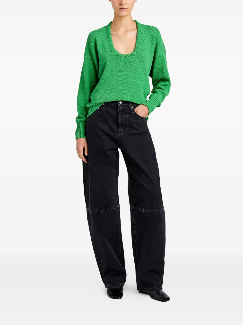 Proenza Schouler Niccola trui met diepe ronde hals Groen