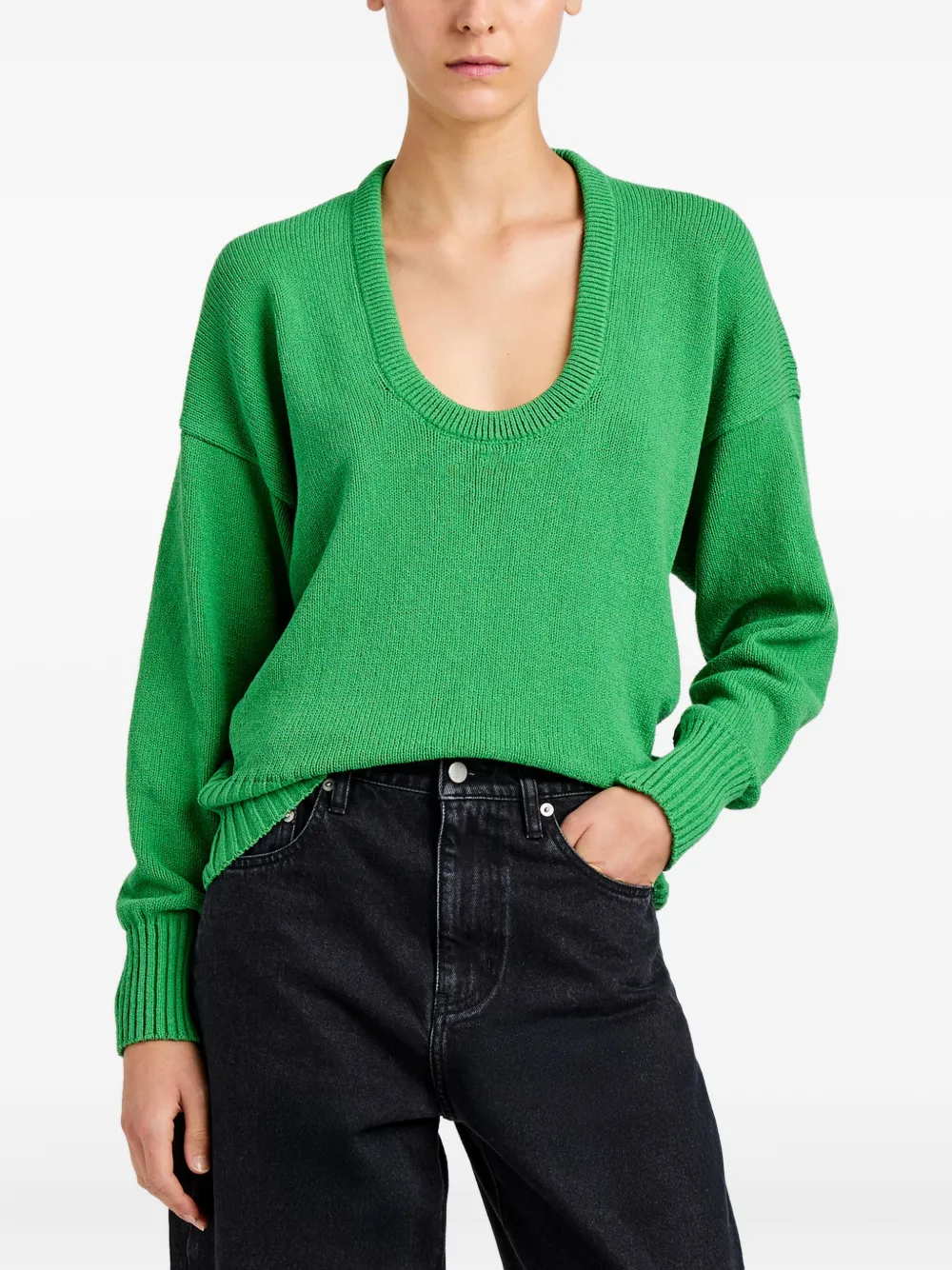 Proenza Schouler Niccola trui met diepe ronde hals Groen