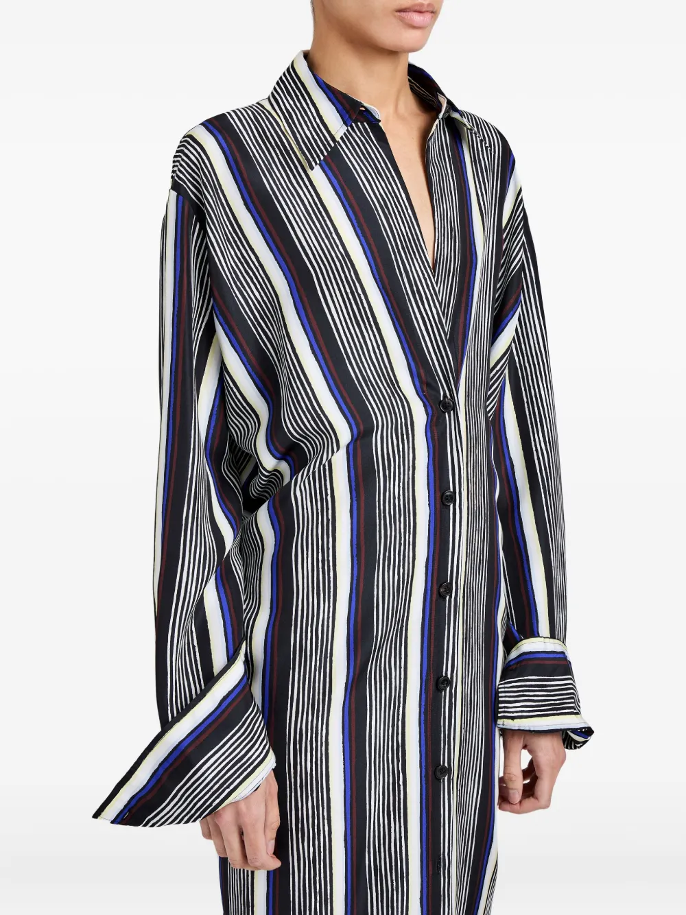 Proenza Schouler Amira gestreepte midi-jurk Zwart
