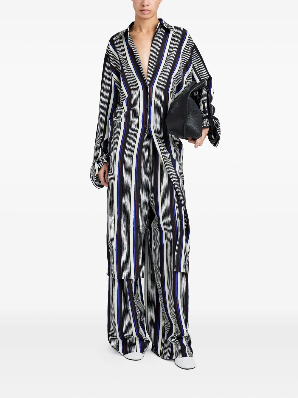 Proenza Schouler Amira gestreepte midi-jurk - Zwart