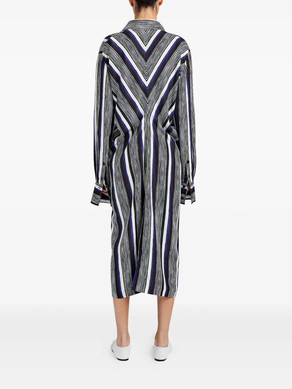 Proenza Schouler Amira gestreepte midi-jurk Zwart