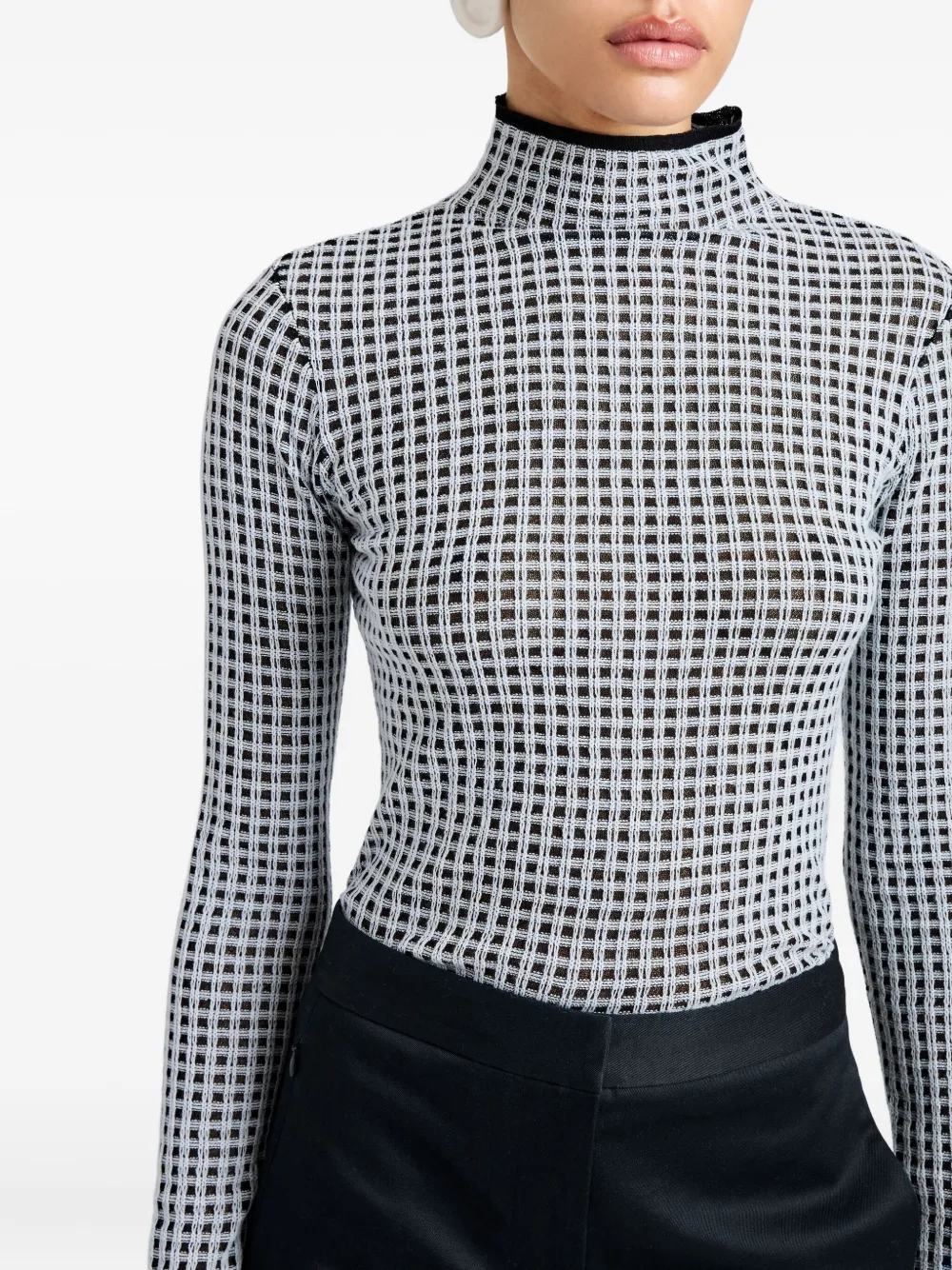 Proenza Schouler White Label Zella geruite top met hoge hals Wit