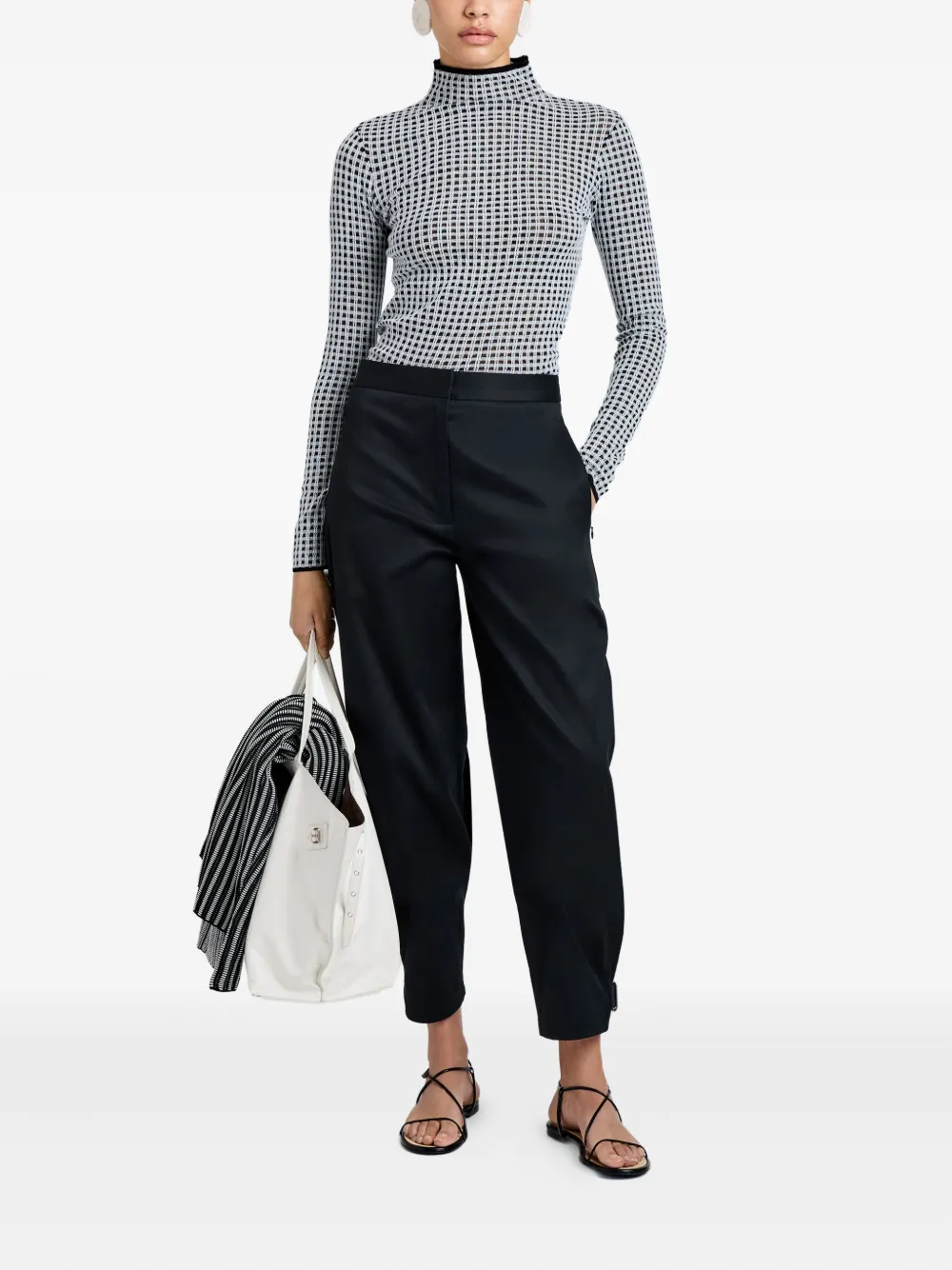 Proenza Schouler White Label Zella geruite top met hoge hals Wit