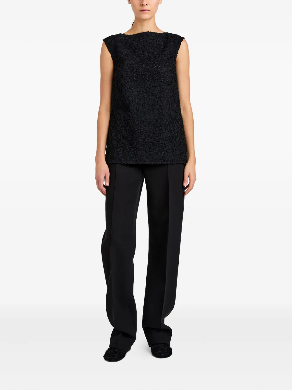 Proenza Schouler Virginie top met geborduurde franje Zwart