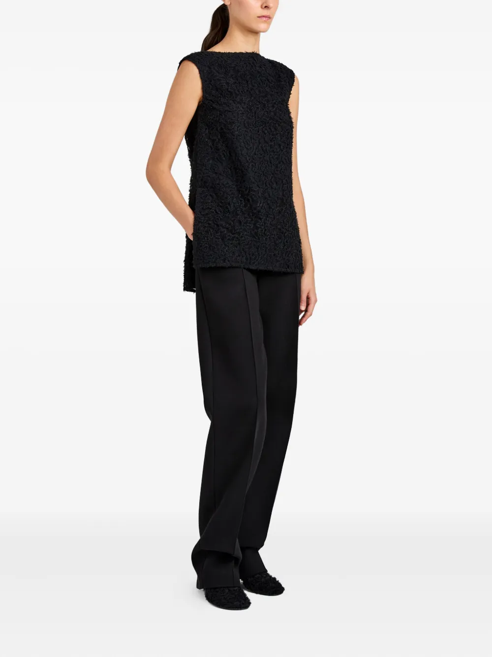 Proenza Schouler Virginie top met geborduurde franje Zwart