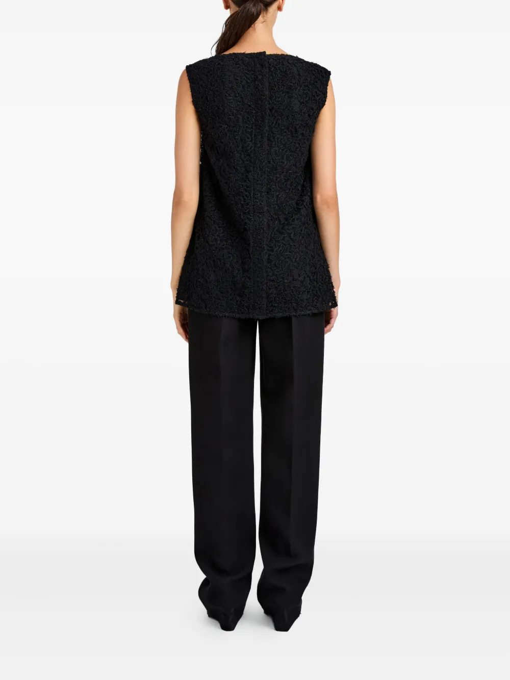 Proenza Schouler Virginie top met geborduurde franje Zwart