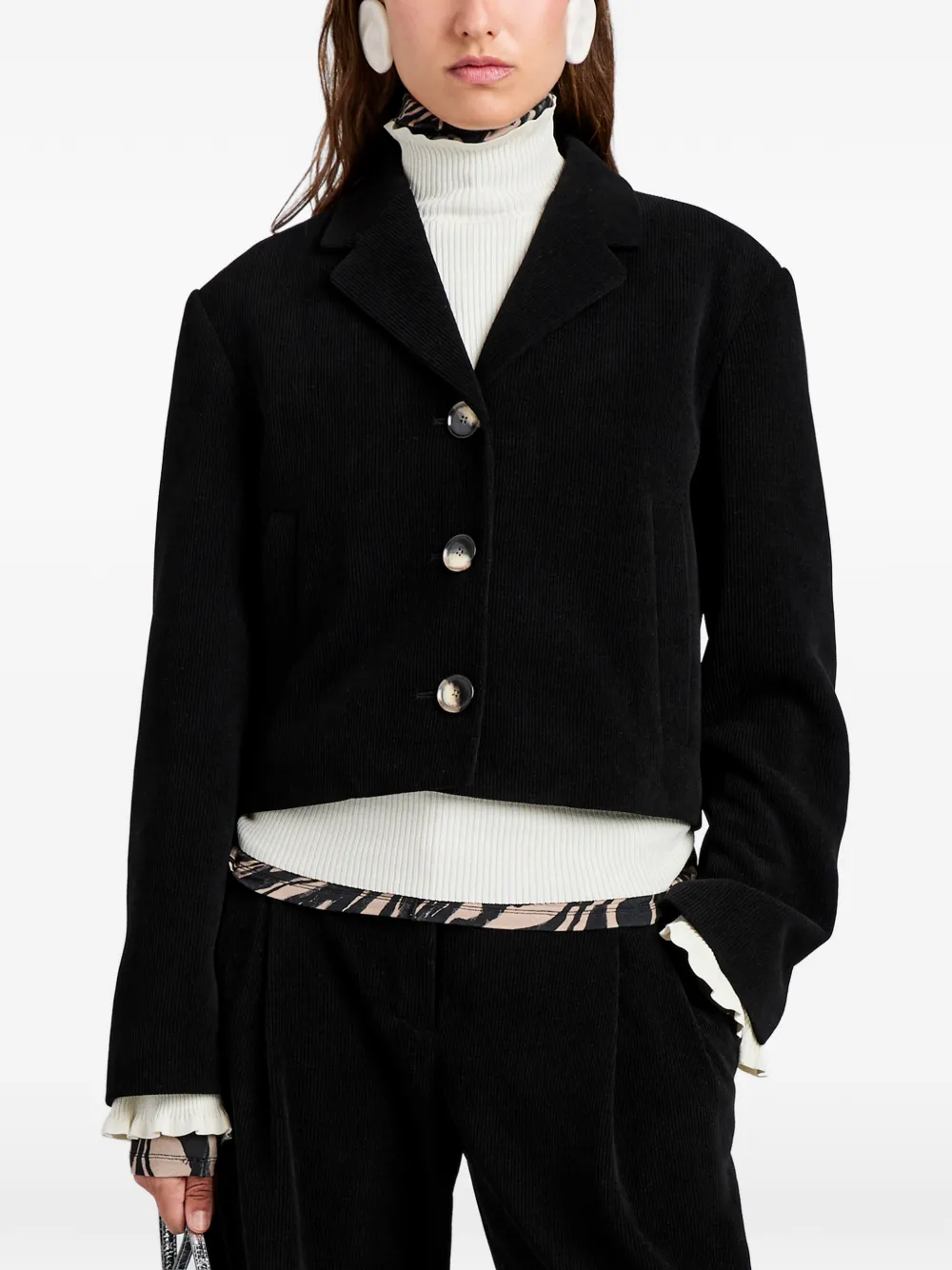 Proenza Schouler White Label Nima ribfluwelen jack Zwart