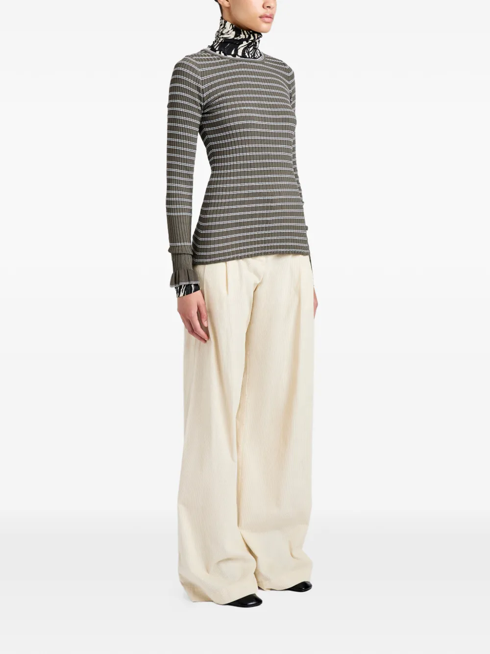 Proenza Schouler White Label Yasmine gestreepte trui Groen