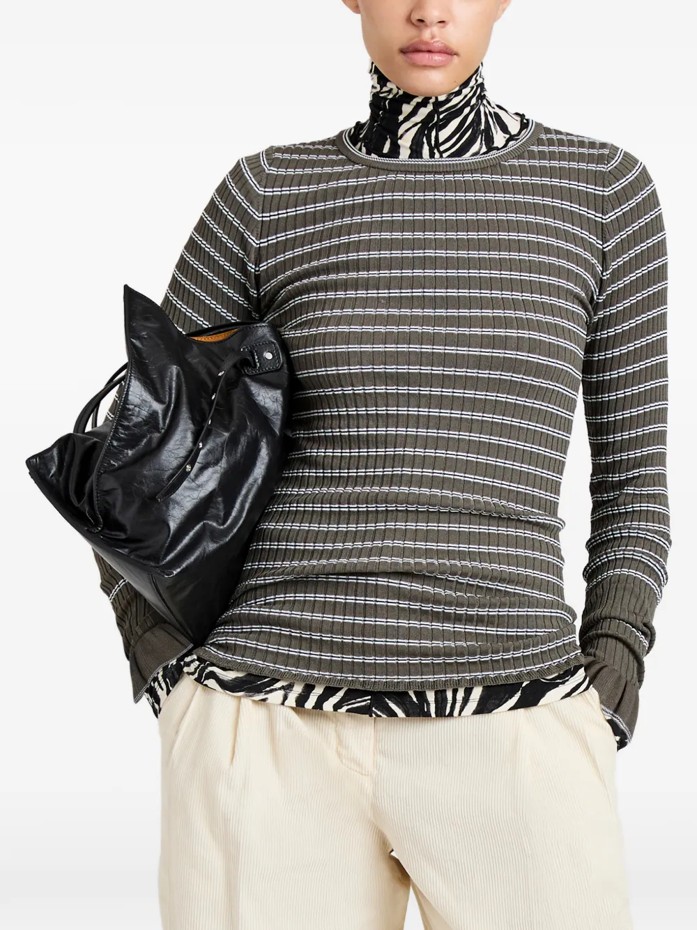 Proenza Schouler White Label Yasmine gestreepte trui Groen