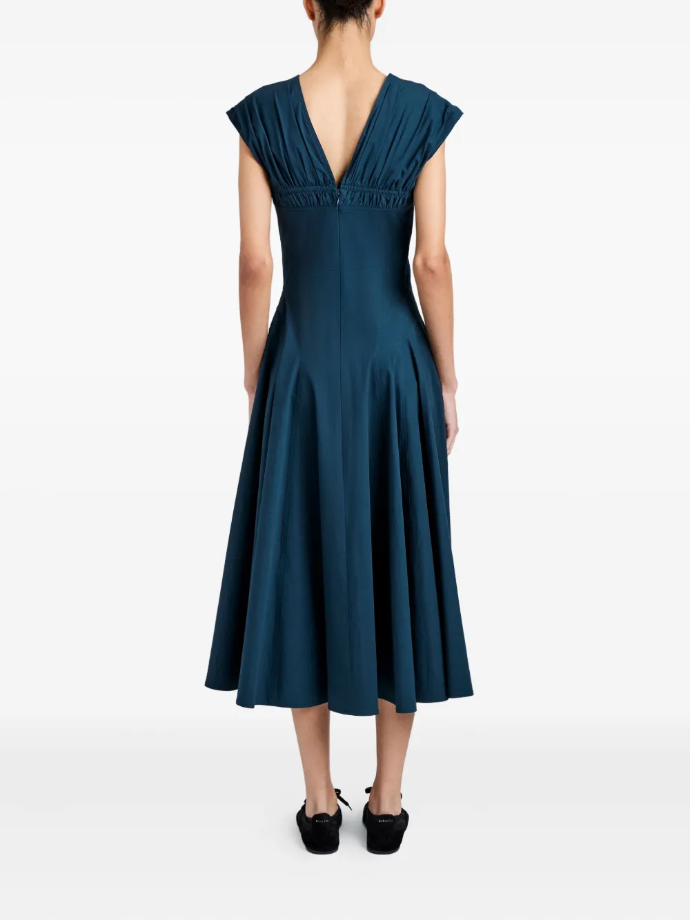 Proenza Schouler Manoela Ruched Cotton Stretch Poplin Dress In Blue